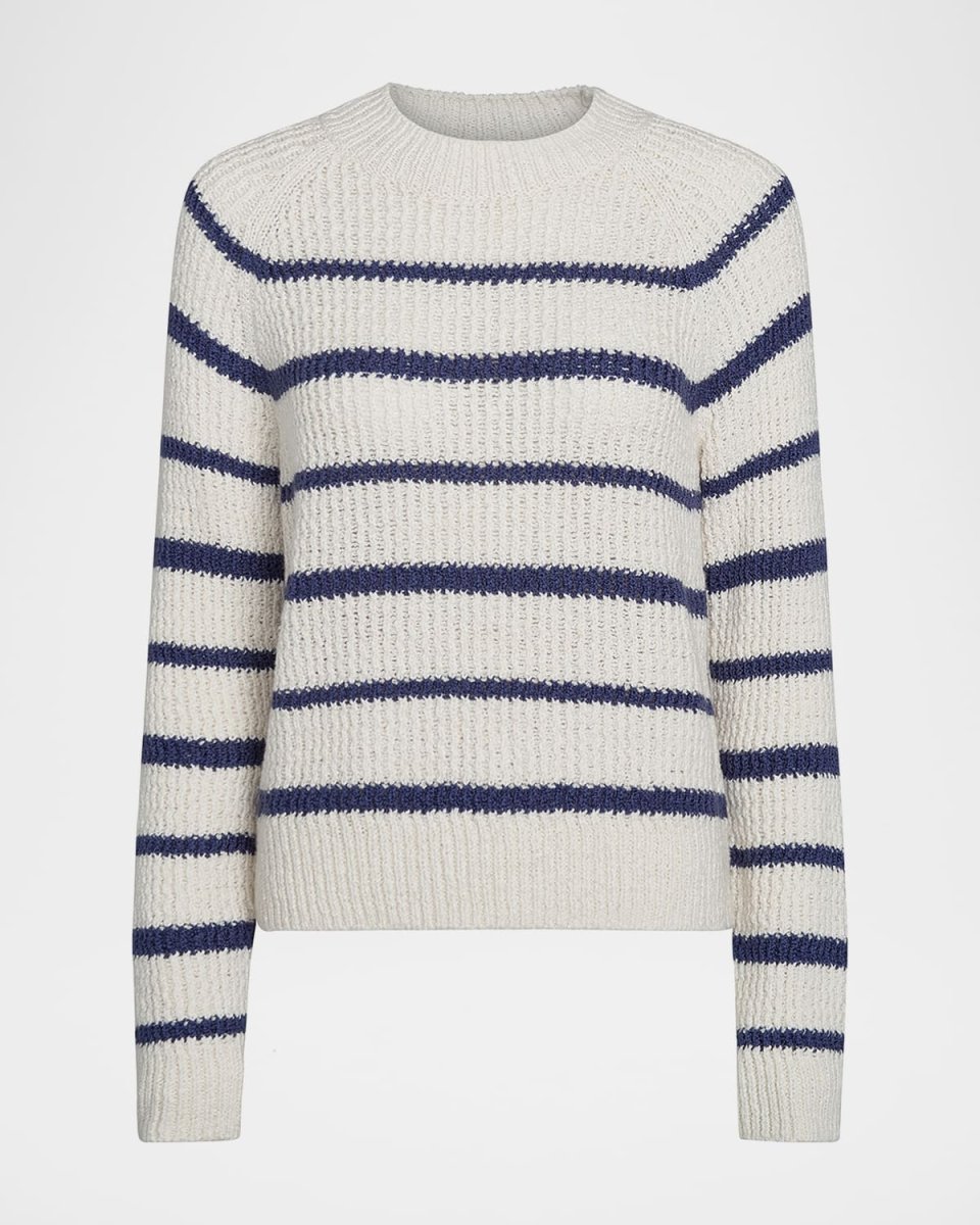 Ribbed Stripe Raglan-Sleeve Crewneck Sweat